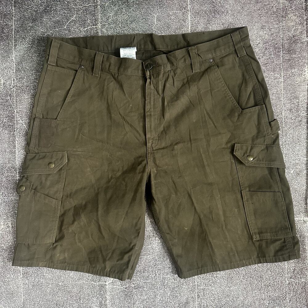 Mens Carhartt B357 Cotton Ripstop 11" Dark Brown Cargo Utility Work Shorts Sz 42